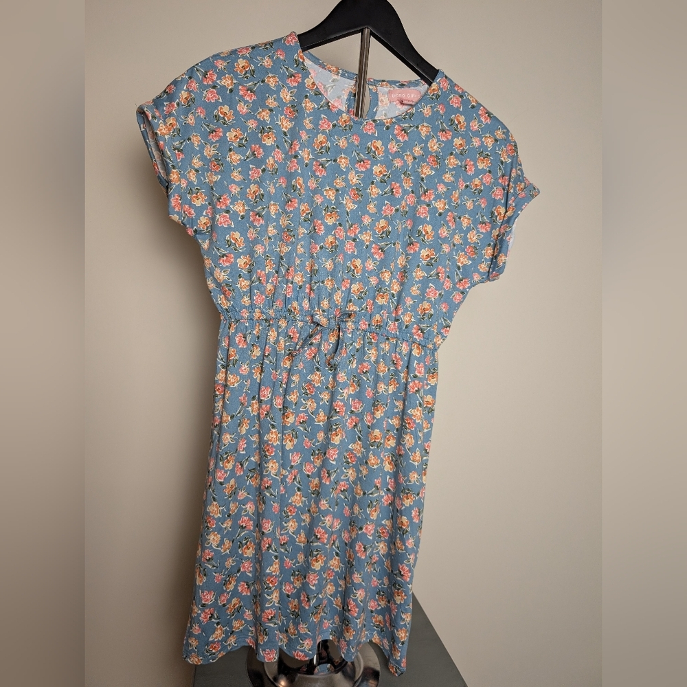 BCBG Girls Light Blue Dress With Flower Print Size 12